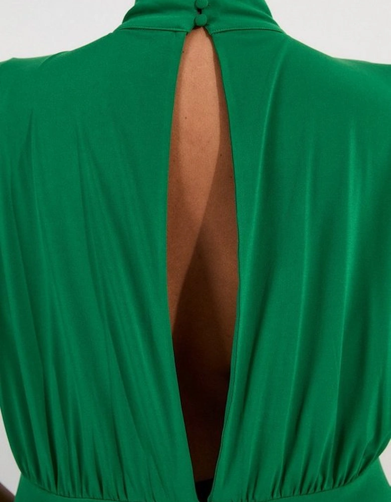 Plus Size Drapey Crepe Jersey Corset Detail Maxi Dress