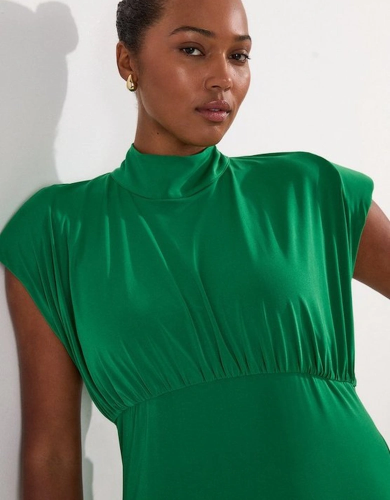 Plus Size Drapey Crepe Jersey Corset Detail Maxi Dress