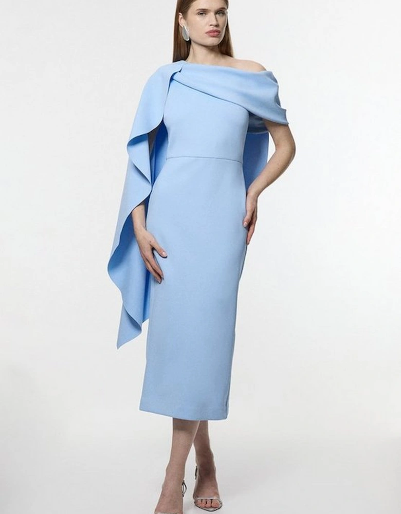 Scuba Drama Shoulder Detail Woven Midi Dress