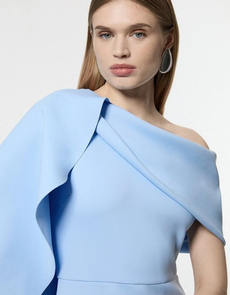 Scuba Drama Shoulder Detail Woven Midi Dress