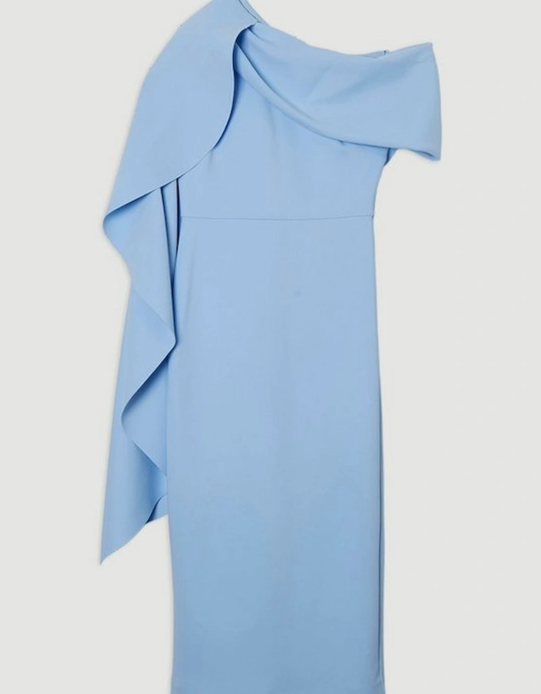 Scuba Drama Shoulder Detail Woven Midi Dress
