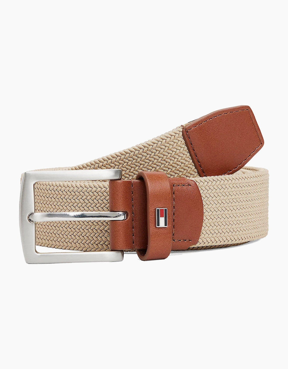 Tommy Hilfiger Men's Brown Denton Elastic Woven Belt  Size 110