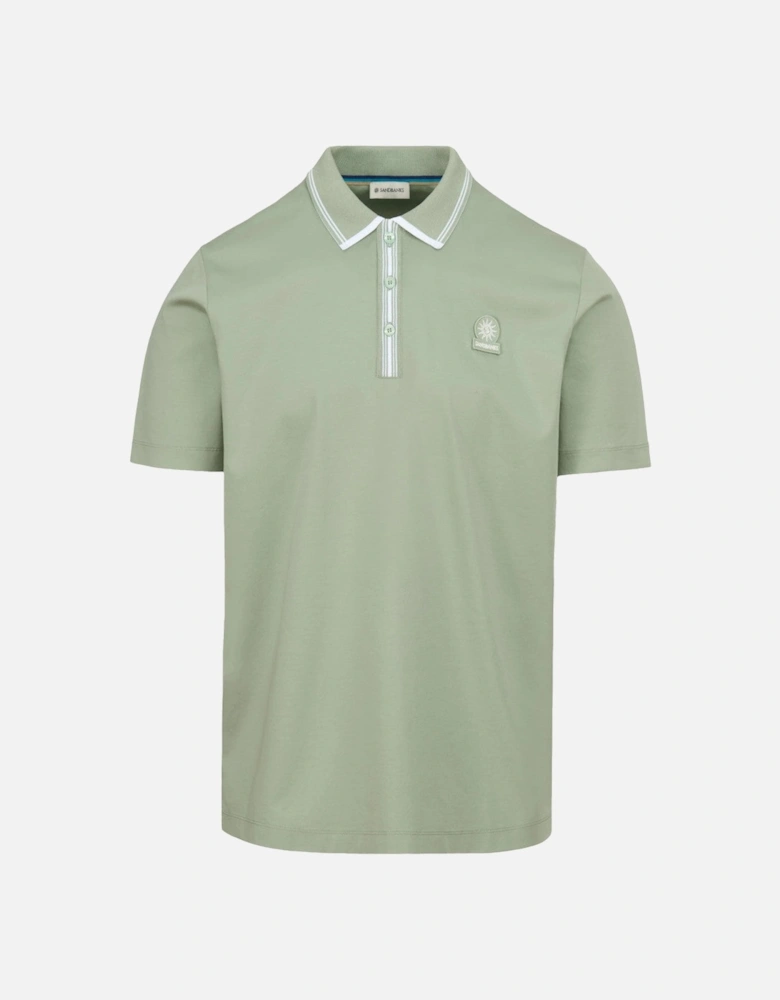Contrast Stripe Polo Shirt Sage