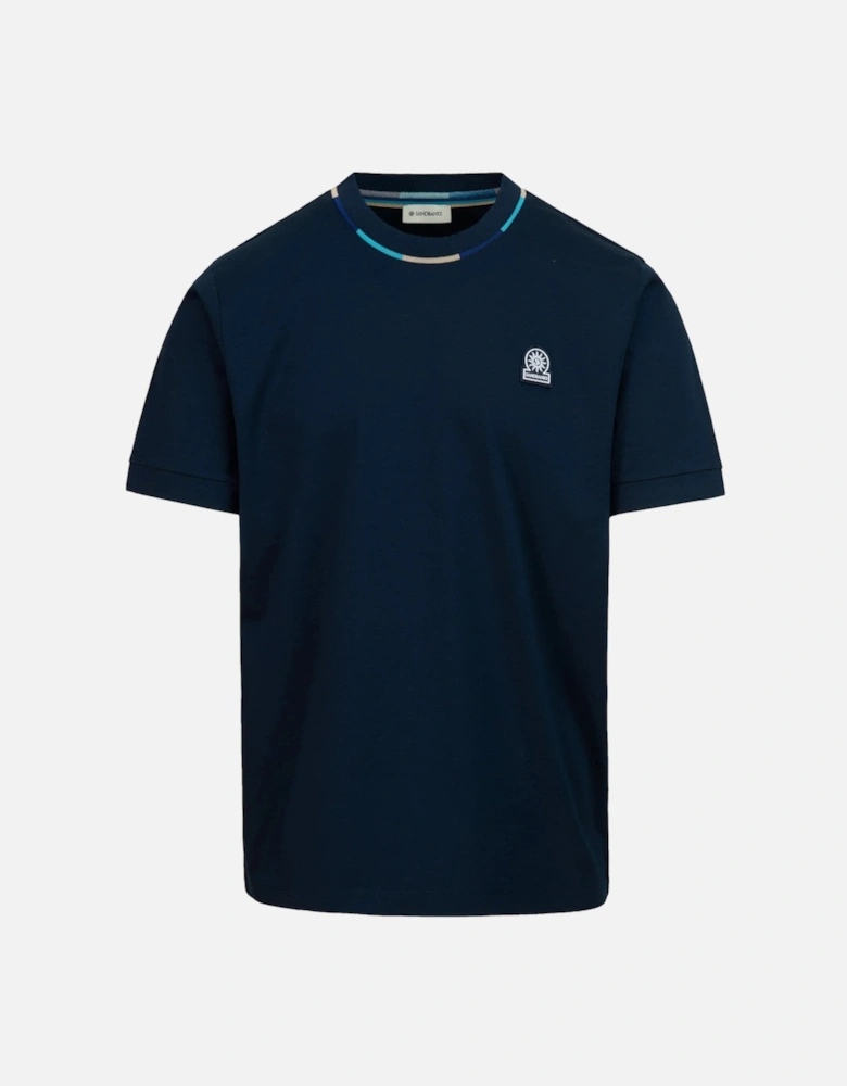 Tri-Col Neck T-Shirt Navy