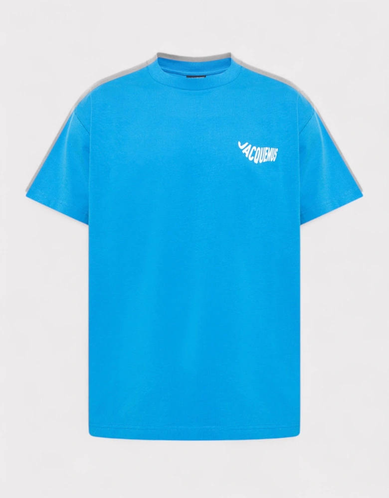 Le T-Shirt Vague Print Logo Wave Blue