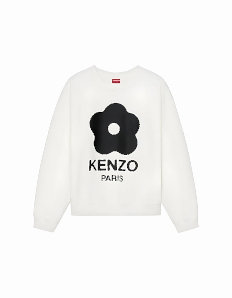 Black Boke Flower Printed Sweatshirt in White