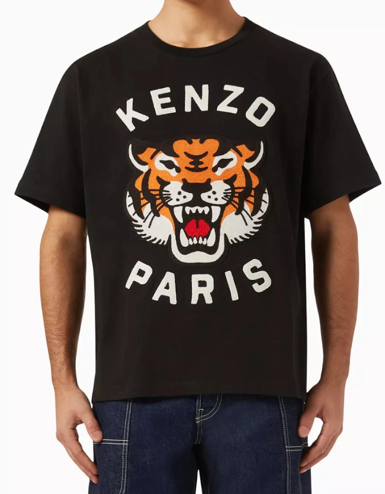 Lucky Tiger Printed T-Shirt in Black