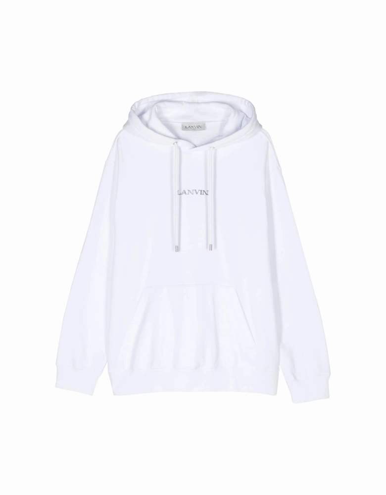 Paris Loose Fit Logo Hoodie in White