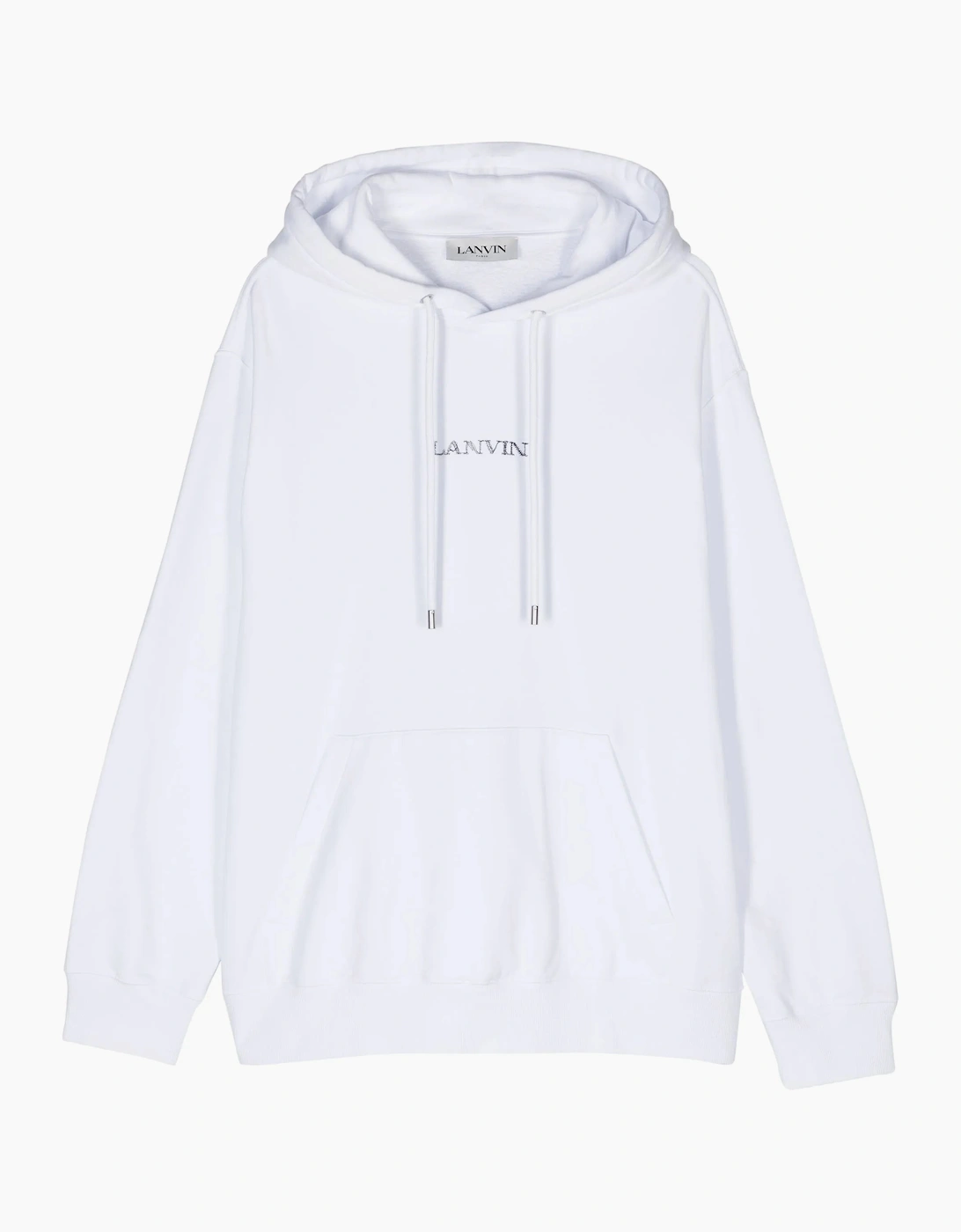 Lanvin Men's White Paris Loose Fit Logo Hoodie In - Size: 40
