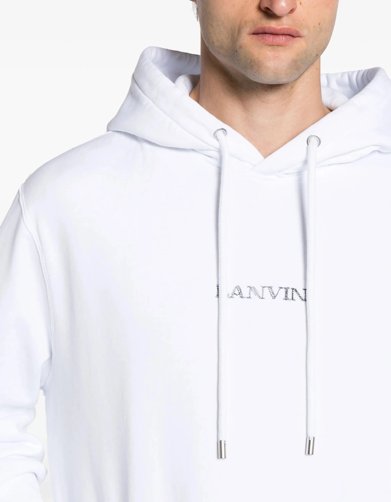 Paris Loose Fit Logo Hoodie in White