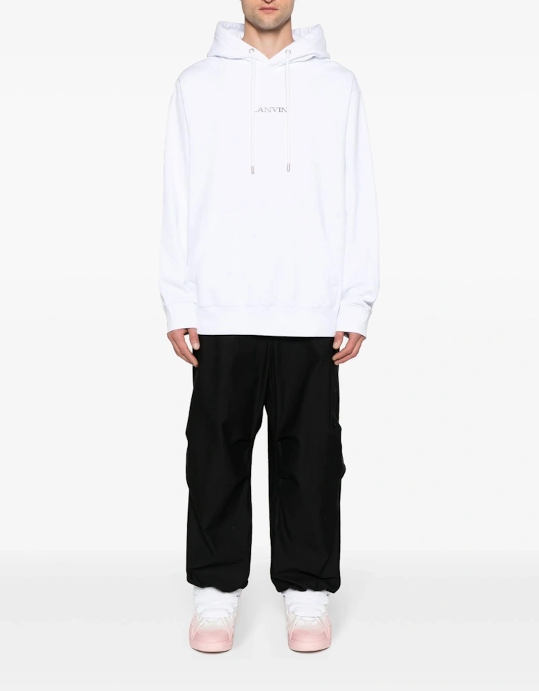 Paris Loose Fit Logo Hoodie in White