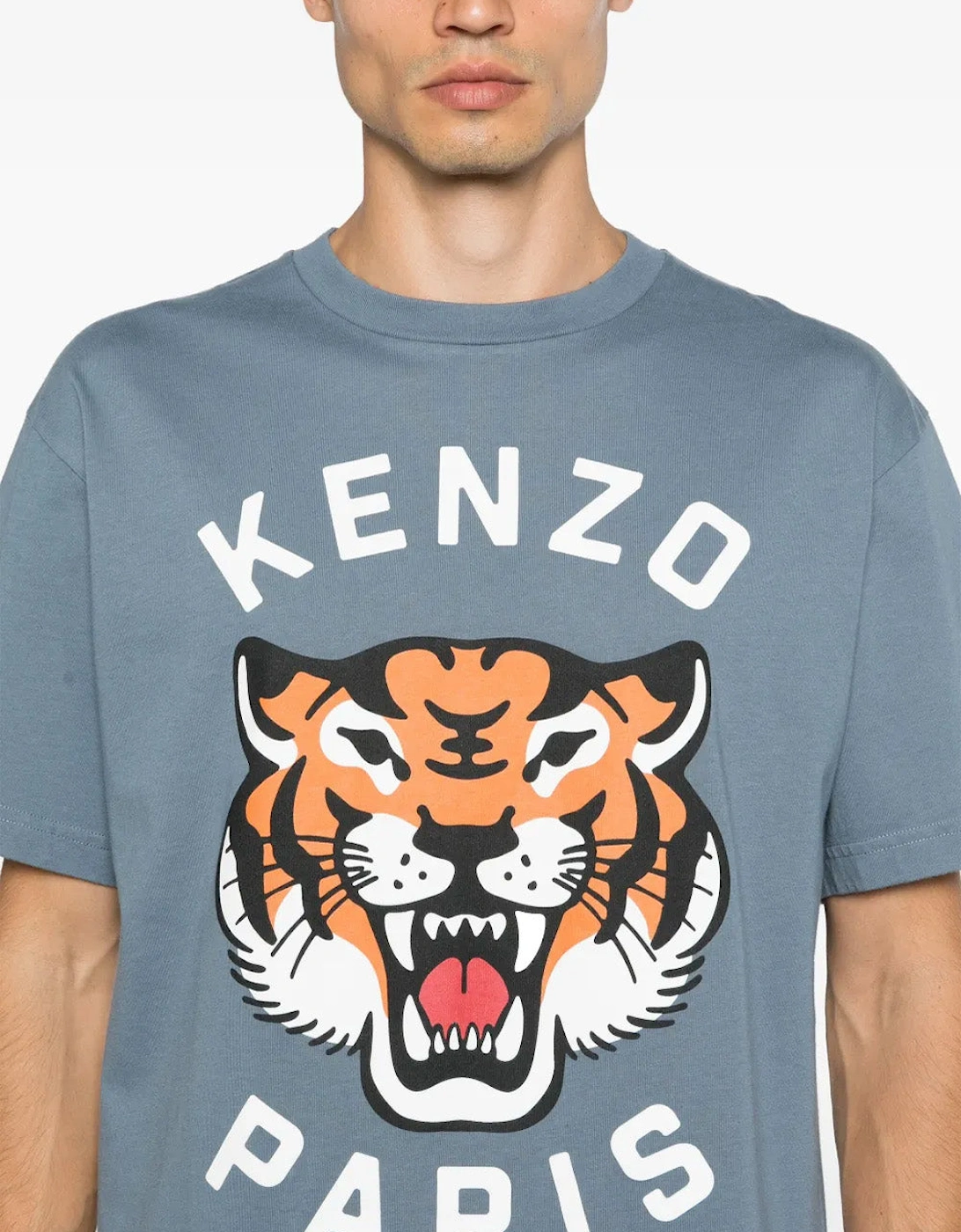 Lucky Tiger Printed T-Shirt in Blue