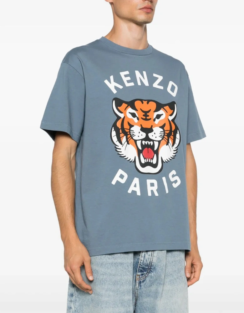 Lucky Tiger Printed T-Shirt in Blue