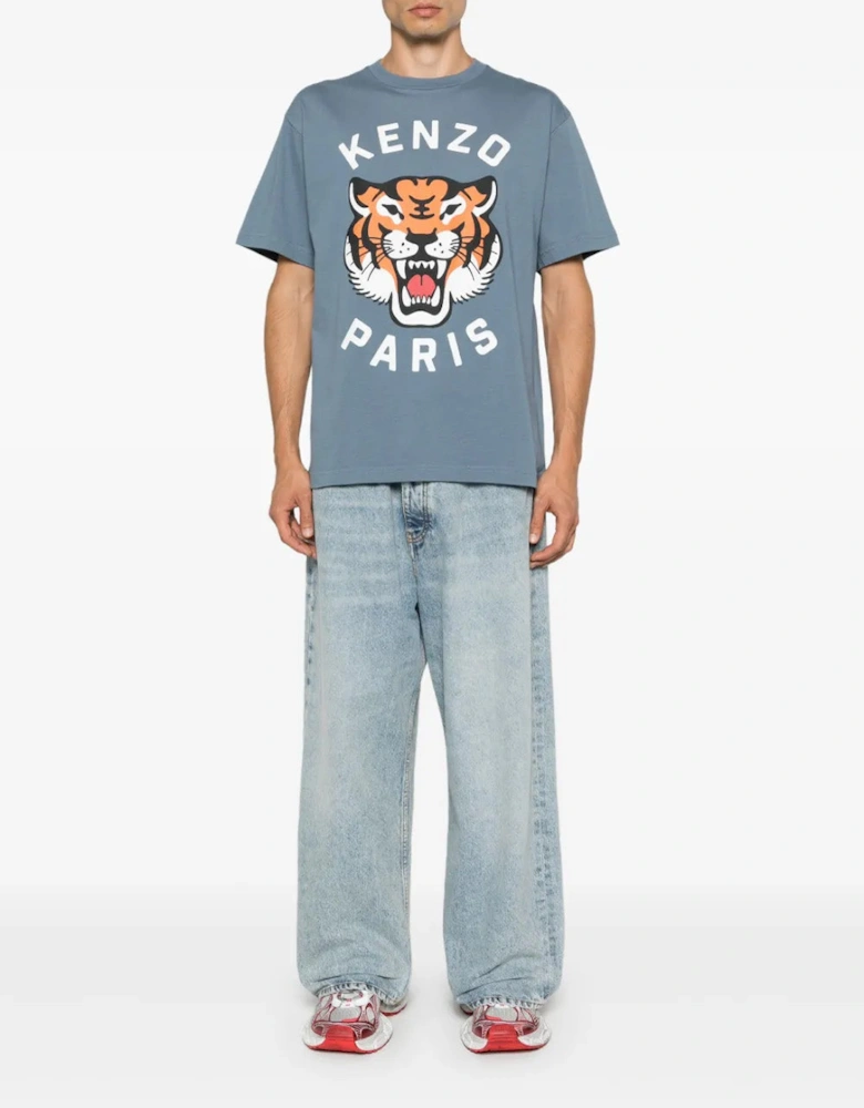 Lucky Tiger Printed T-Shirt in Blue