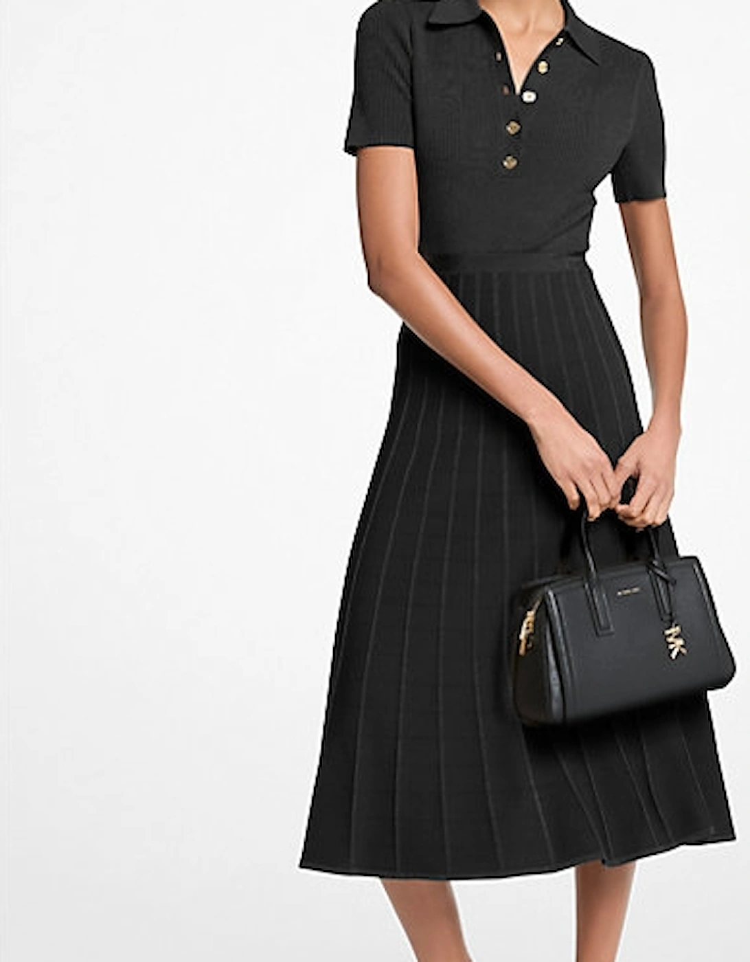 Ribbed Stretch Knit Polo Midi Dress, 2 of 1