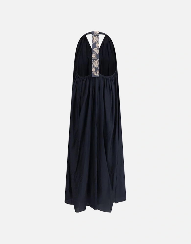 Elegant Sleeveless Long Dress with V-Neckline Women - Blue Dresses