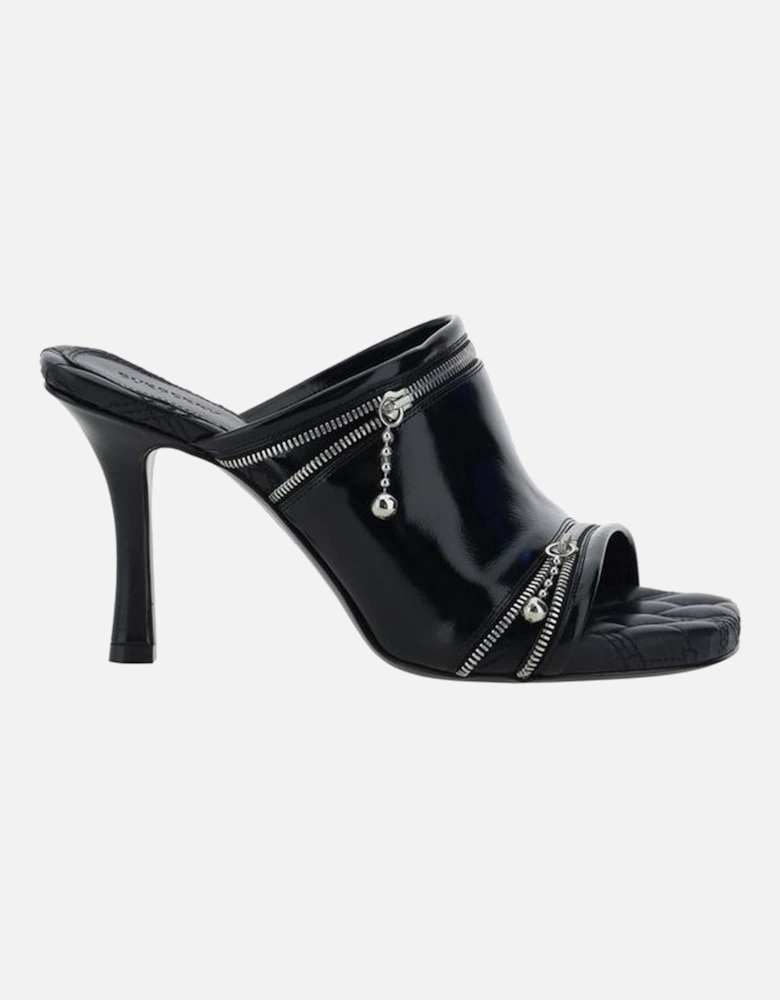 Shiny Leather Stiletto Heel Calfskin Sandals Women - Black