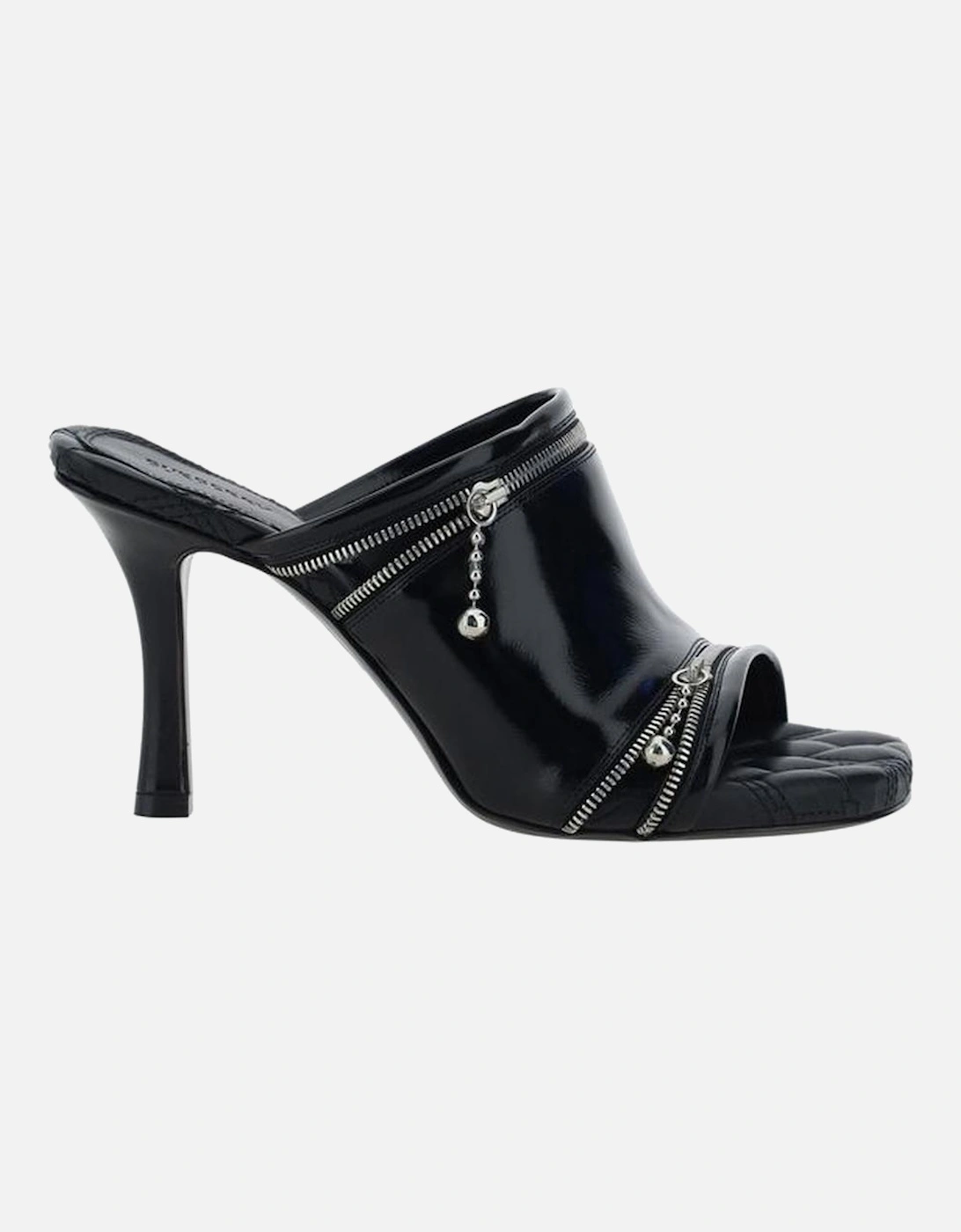 Shiny Leather Stiletto Heel Calfskin Sandals Women - Black, 5 of 4