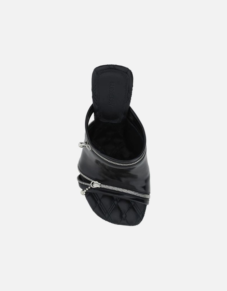Shiny Leather Stiletto Heel Calfskin Sandals Women - Black