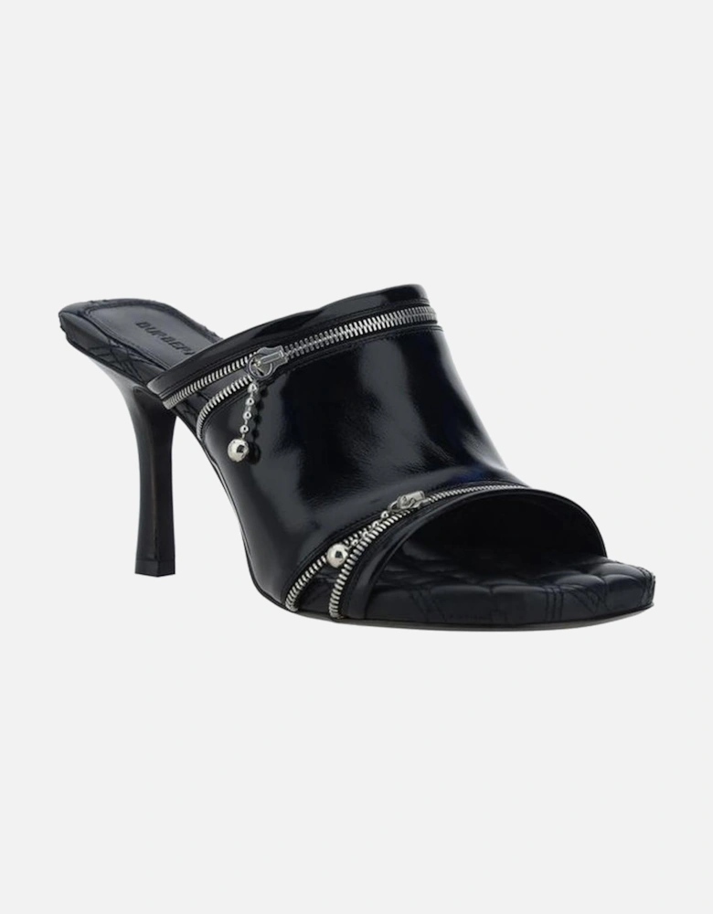 Shiny Leather Stiletto Heel Calfskin Sandals Women - Black