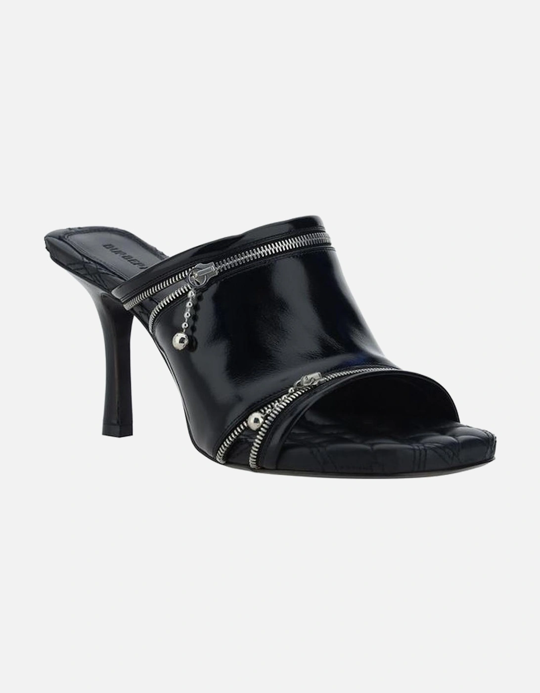 Shiny Leather Stiletto Heel Calfskin Sandals Women - Black