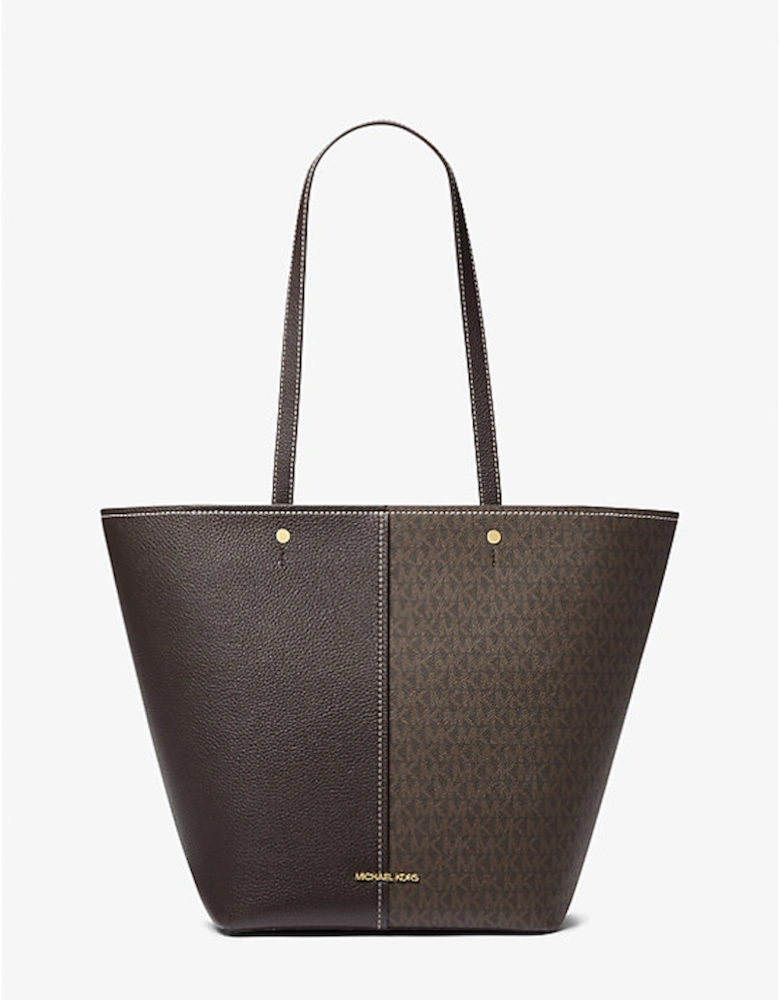 Flora Large Signature Logo and Leather Tote Bag