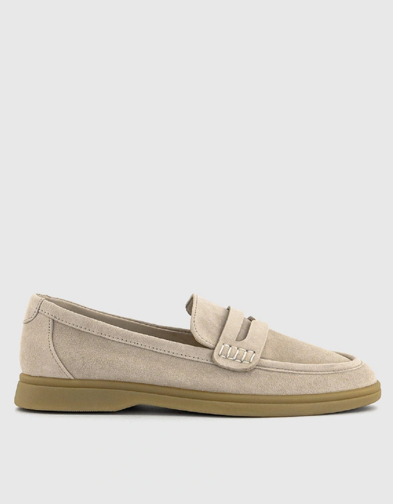 Suede White Sole Loafer - Taupe