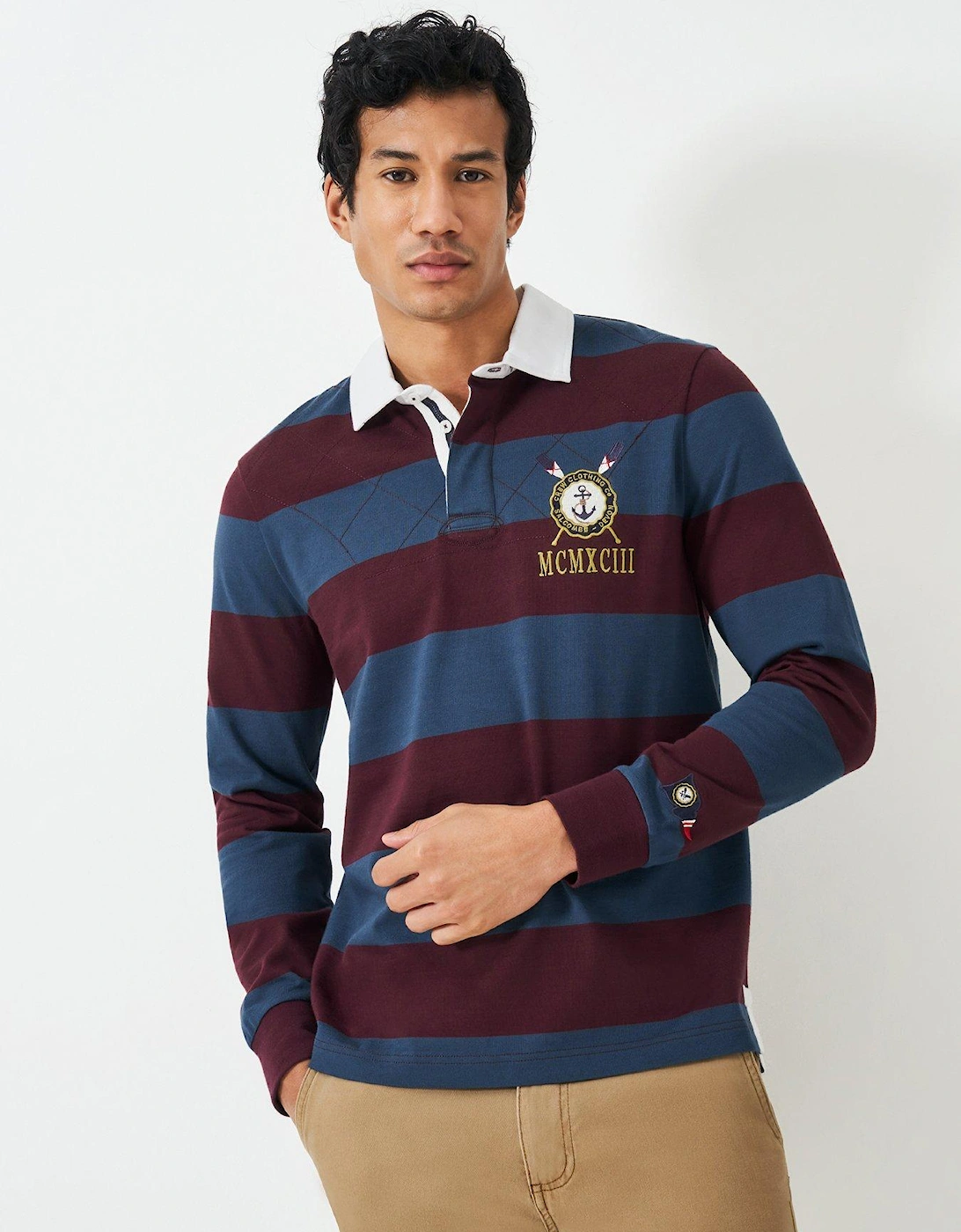 Callington Striped Long Sleeve Rugby Shirt - Dark Blue, 2 of 1