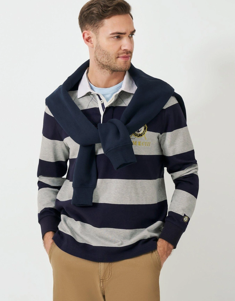 Callington Striped Long Sleeve Rugby Shirt - Navy