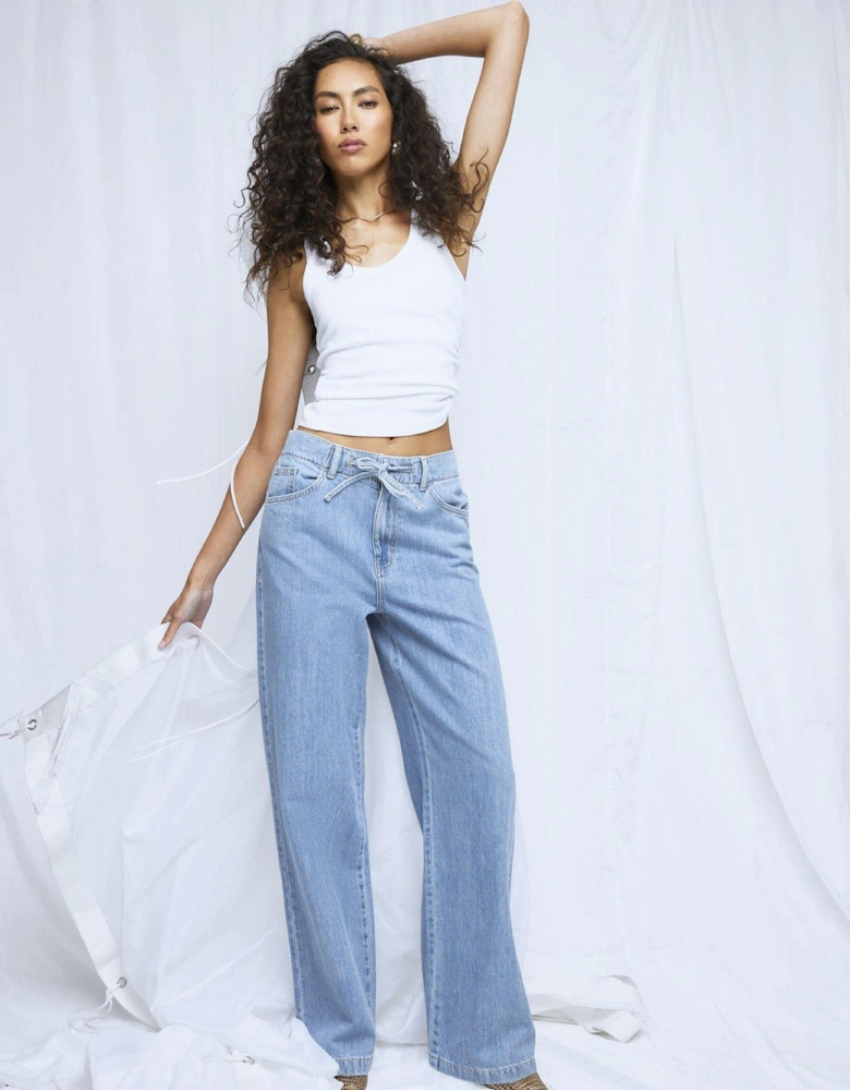 Wide Leg Tie Front Jeans