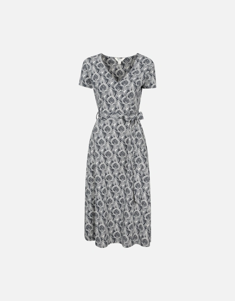 Womens/Ladies Santorini Peacock Feather Midi Wrap Dress