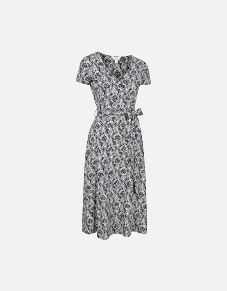 Womens/Ladies Santorini Peacock Feather Midi Wrap Dress