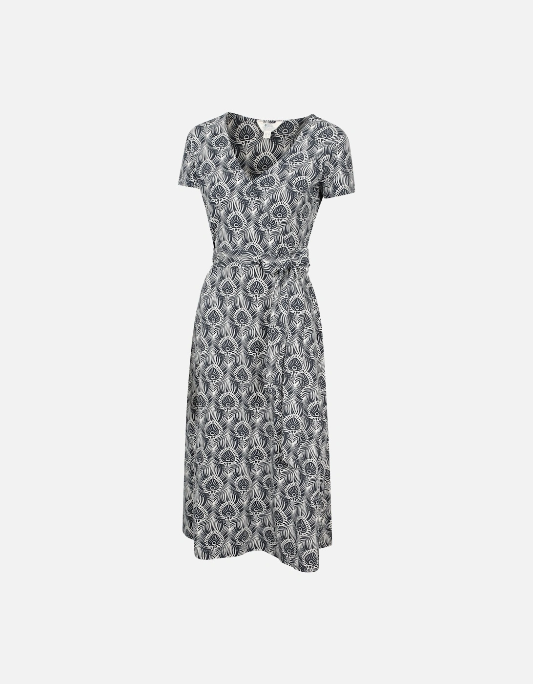 Womens/Ladies Santorini Peacock Feather Midi Wrap Dress