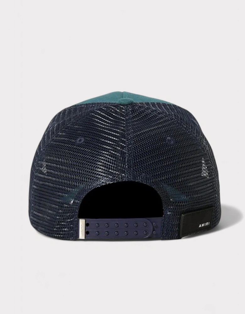 Script Trucker Hat Teal Green