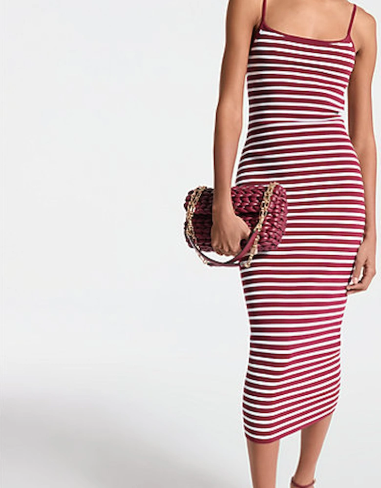 Striped Stretch Viscose Blend Midi Dress