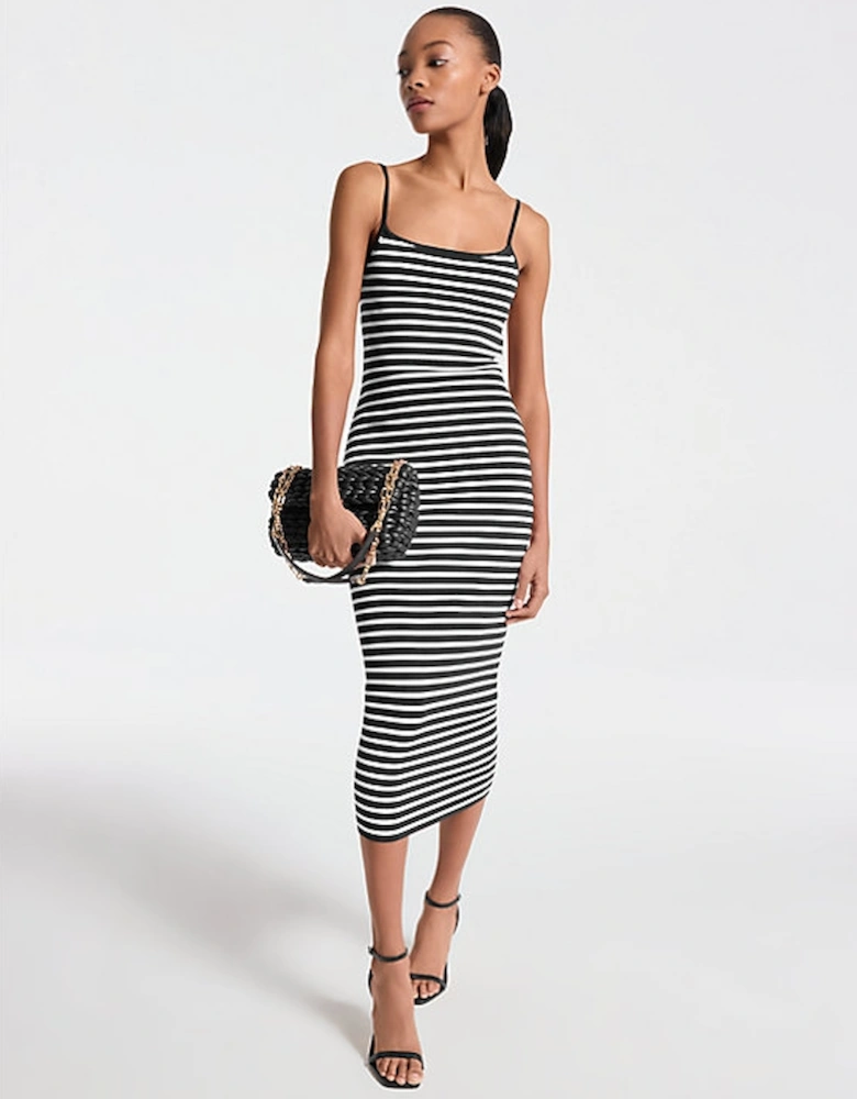 Striped Stretch Viscose Blend Midi Dress