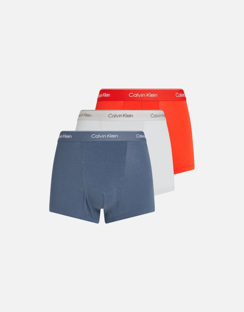3-Pack Icon Cotton Stretch Relaxed Fit Boxer Trunks, Vintage Indigo / Micro Chip / Molten