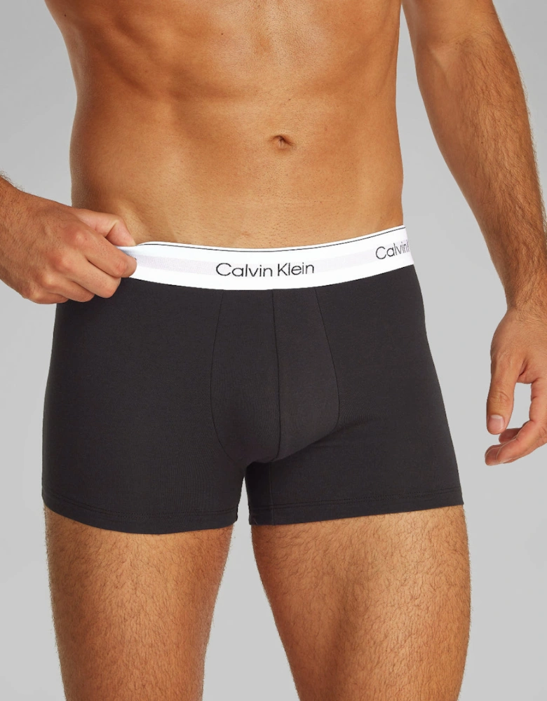 5-Pack Icon Stretch Cotton Boxer Trunks, Black/White/Grey Heather