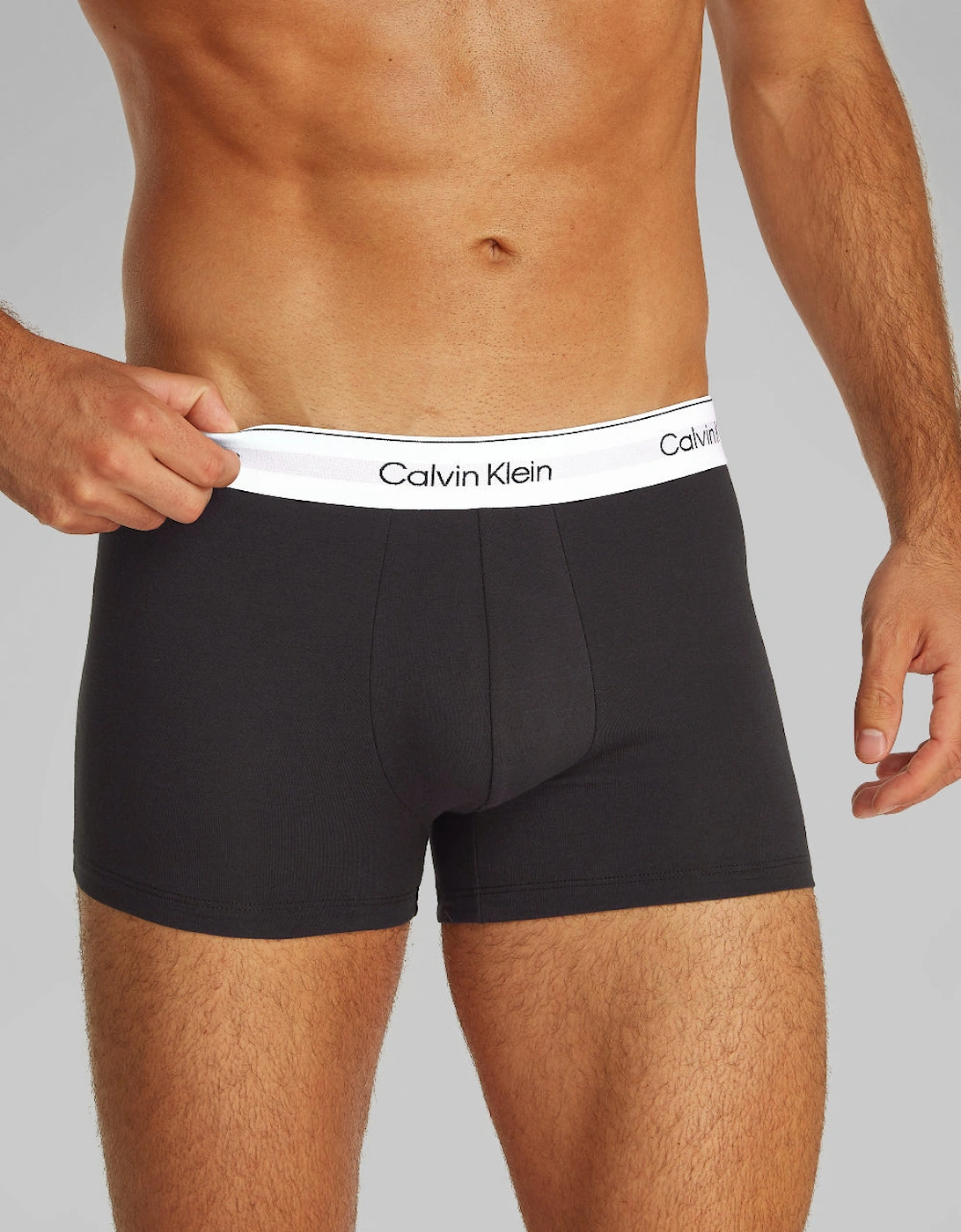 5-Pack Icon Stretch Cotton Boxer Trunks, Black/White/Grey Heather