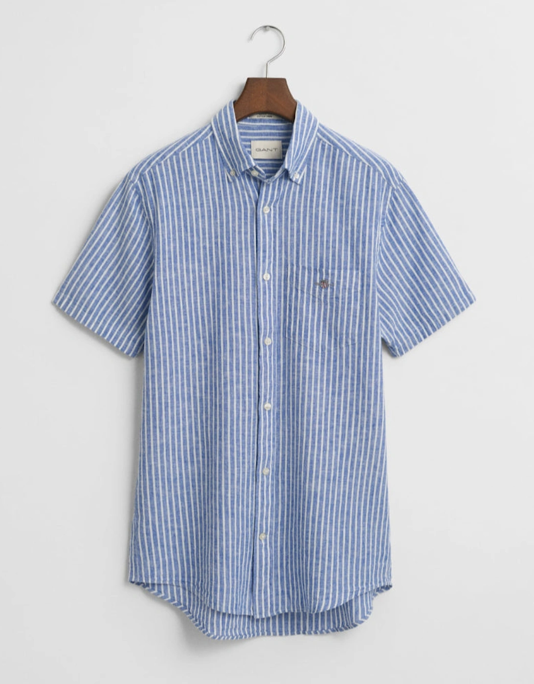 Regular Cotton Linen Short Sleeve Shirt, Rich Blue, 5 of 4