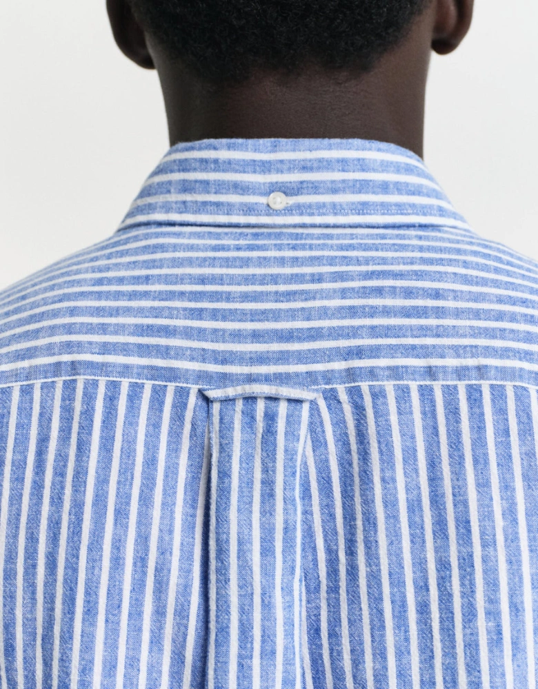 Regular Cotton Linen Short Sleeve Shirt, Rich Blue