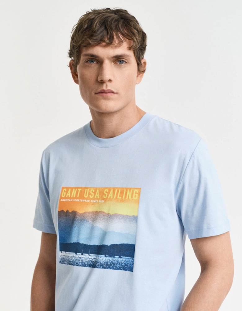 Placed Graphic T-Shirt, Fresh Blue