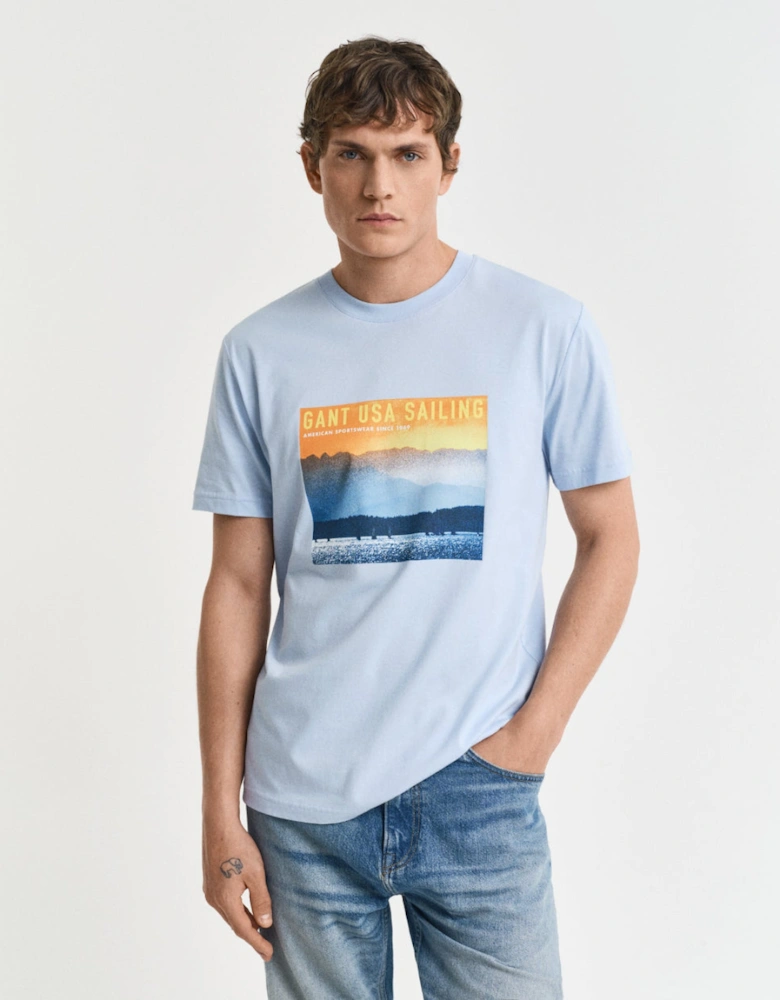 Placed Graphic T-Shirt, Fresh Blue