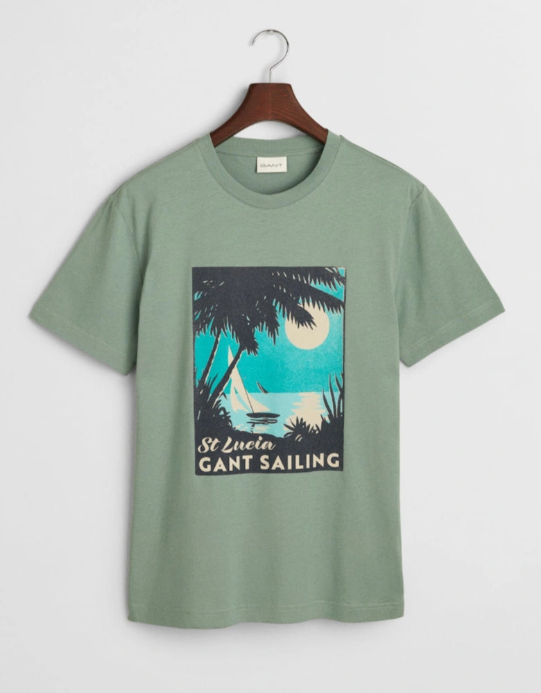 Placed Graphic T-Shirt, Kalamata Green
