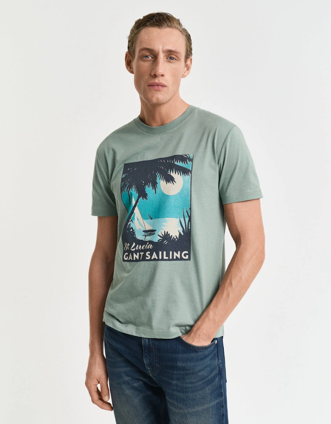 Placed Graphic T-Shirt, Kalamata Green
