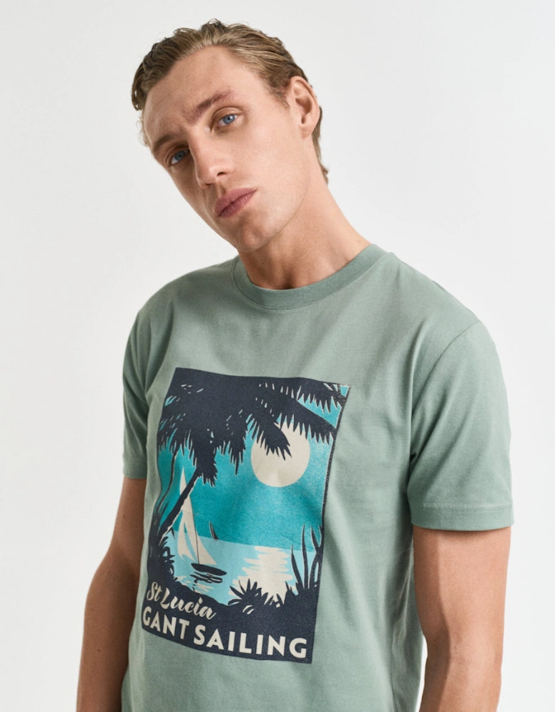 Placed Graphic T-Shirt, Kalamata Green