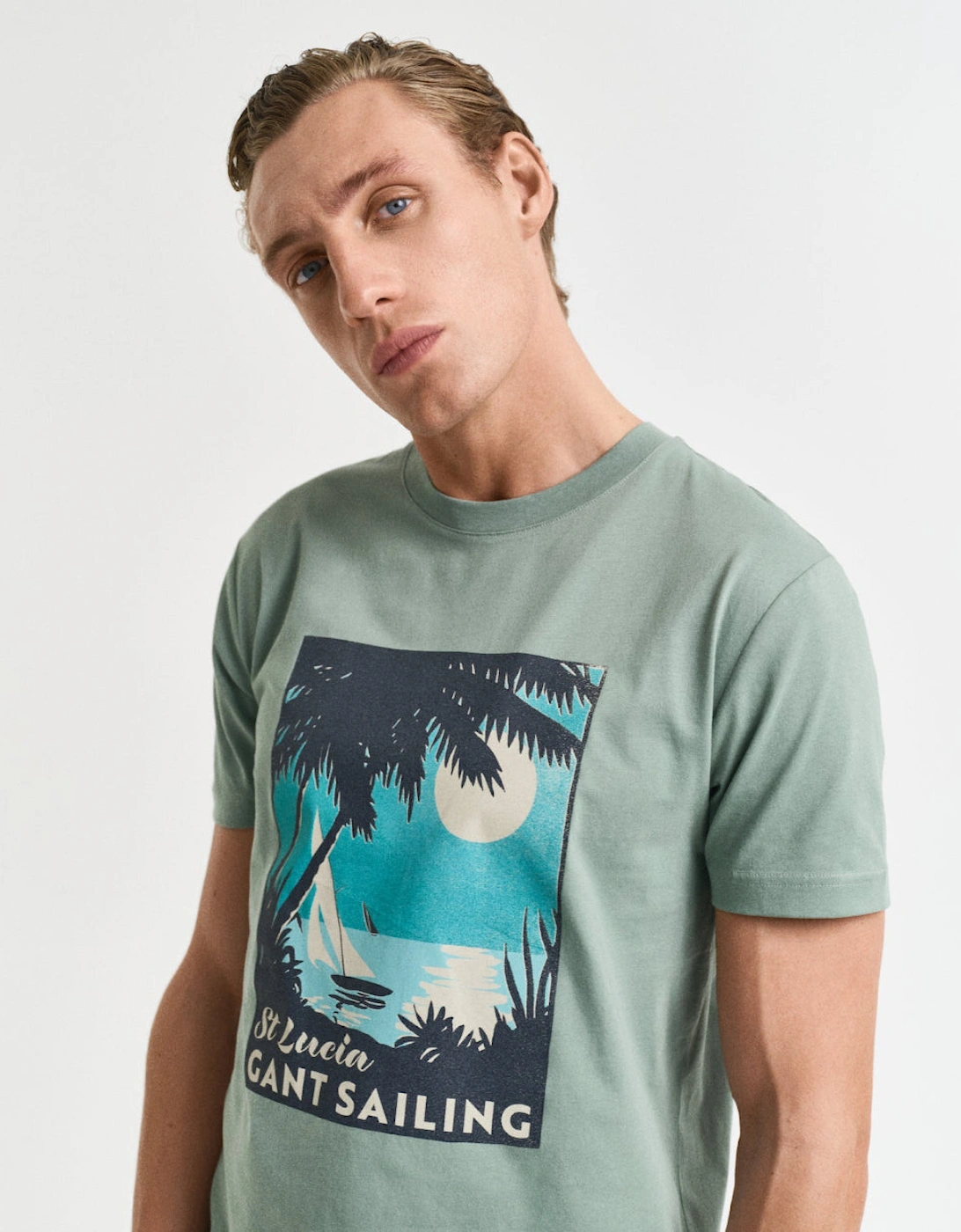 Placed Graphic T-Shirt, Kalamata Green