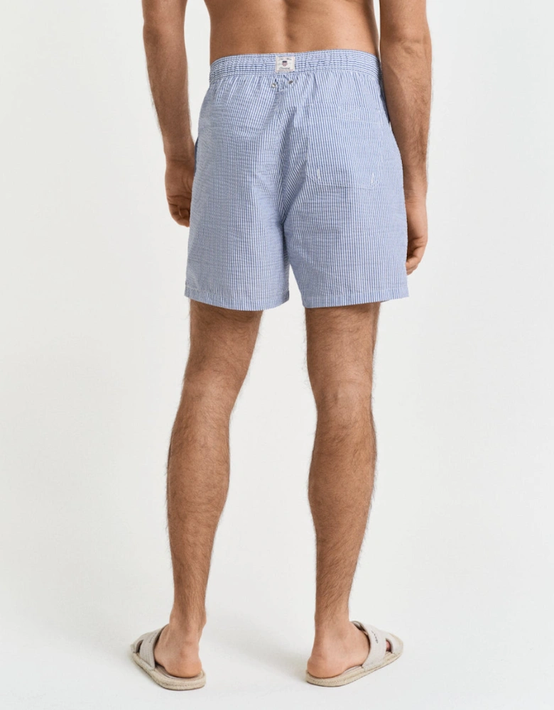 Seersucker Swim Shorts, Rich Blue