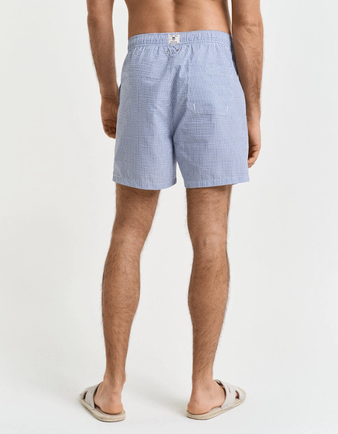 Seersucker Swim Shorts, Rich Blue