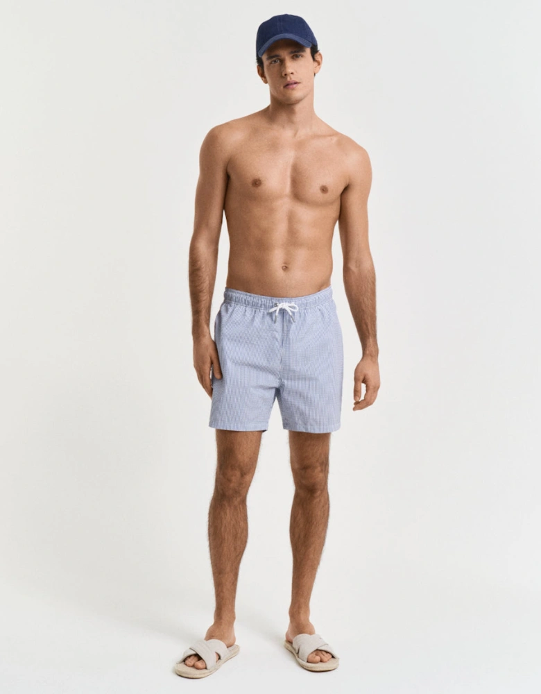 Seersucker Swim Shorts, Rich Blue
